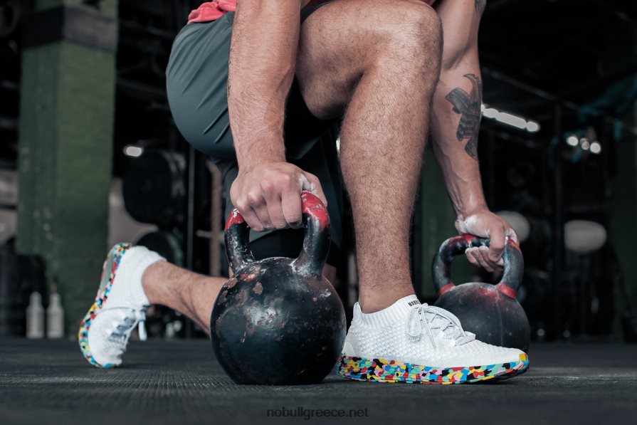 άνδρες λευκό άγριο πλεκτό δρομέα Nobull 2BR0X6161