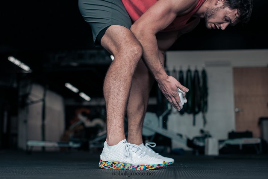 άνδρες λευκό άγριο πλεκτό δρομέα Nobull 2BR0X6161