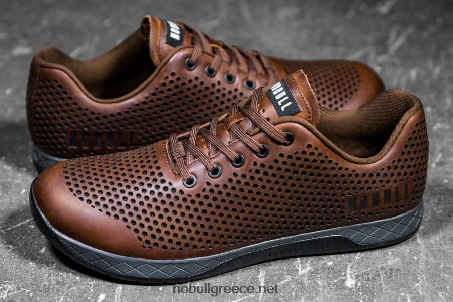 άνδρες καφέ γκρι δερμάτινο γυμναστήριο Nobull 2BR0X626