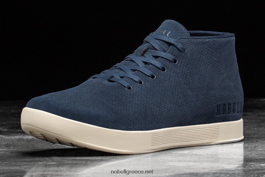άνδρες ναυτικό ιβουάρ suede mid trainer Nobull 2BR0X645